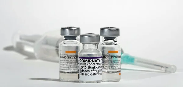 Covid Coronavirus Vaccine Syringe Filled Vaccination — Stock Photo, Image