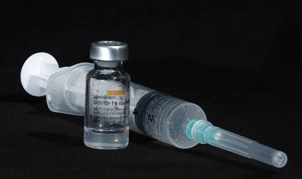 Covid Coronavirus Vaccine Syringe Filled Vaccination — Stock Photo, Image