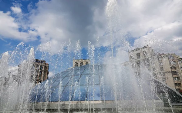 Kiev Ucrania Septiembre 2021 Fuente Principal Ciudad Kiev Calle Khreshchatyk — Foto de Stock