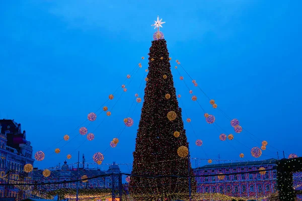 Árbol Central Plaza Ciudad Kiev Para Año Nuevo 2022 — Foto de Stock