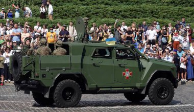 Kyiv, Ukrayna 24 Ağustos 2021: Zırhlı araç 