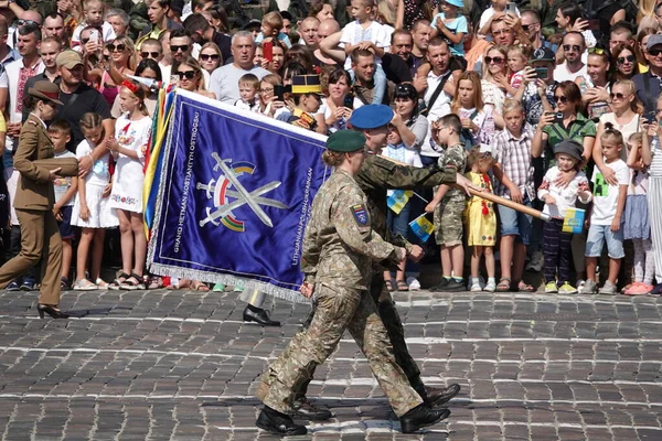 Κίεβο Ουκρανία Αυγούστου 2021 Μια Στήλη Λιθουανών Στρατιωτών Παρελαύνουν Στον — Φωτογραφία Αρχείου