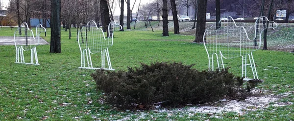 Kiev Ucraina Gennaio 2022 Parco Navodnitsky Con Monumento Fondatori Della — Foto Stock