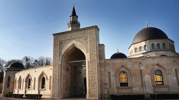 Kyiv, Ukraine November 16, 2021: a large and beautiful Ar-Rahma mosque in the center of the city of Kyiv