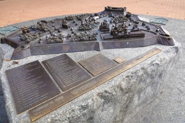 Chernihiv, Ukraine October 7, 2021: Monument miniature Chernihiv ancient fortress in the center of the city of Chernihiv Ukraine