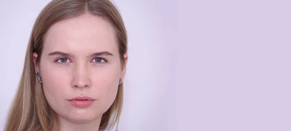 Porträtt Modell Blåögd Blond Flicka Utan Makeup — Stockfoto