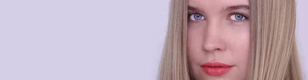 Портрет Модели Голубоглазой Блондинки Макияжа — стоковое фото
