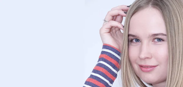 Porträtt Modell Blåögd Blond Flicka Utan Makeup — Stockfoto