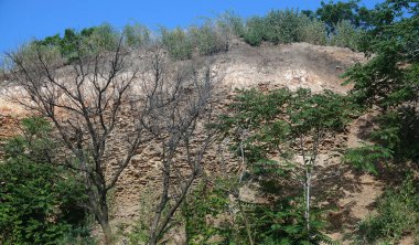Odessa 'daki Gold Coast plajına yakın bir yerde kayalık, kil...