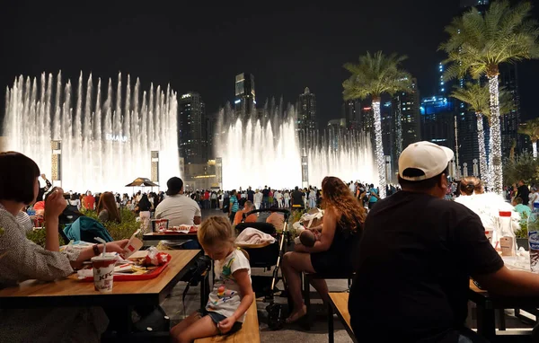 Dubai Uae February 2020 Biggest Fountain Dubai City Night — Stockfoto