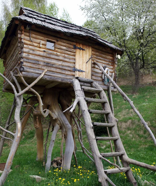 Vintage Wooden Houses High Mountains Transcarpathia Ukraine — Stock Fotó