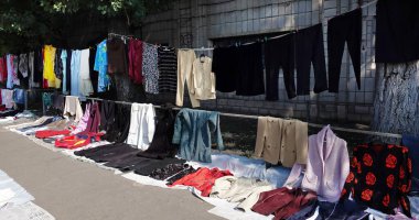 Kiev, Ukraine September 11, 2021: Flea market near Petrovka metro station in the city of Kiev