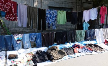 Kiev, Ukraine September 11, 2021: Flea market near Petrovka metro station in the city of Kiev