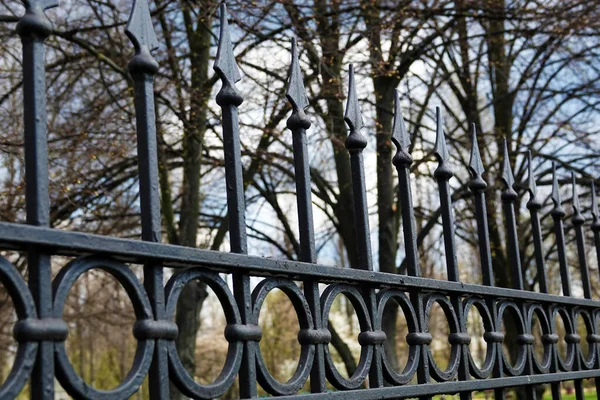 Forged iron fence with sharp peaks and rings