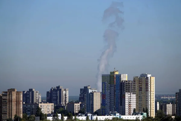 Kiev Ukraine September 2020 Fire Smoke Background Urban Buildings City — Stockfoto