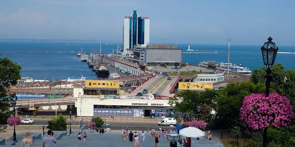 Kiev, Ukrayna 20 Temmuz 2021: Ticari Deniz Limanı Deniz İstasyonu Odessa şehrinde inşa edilmektedir