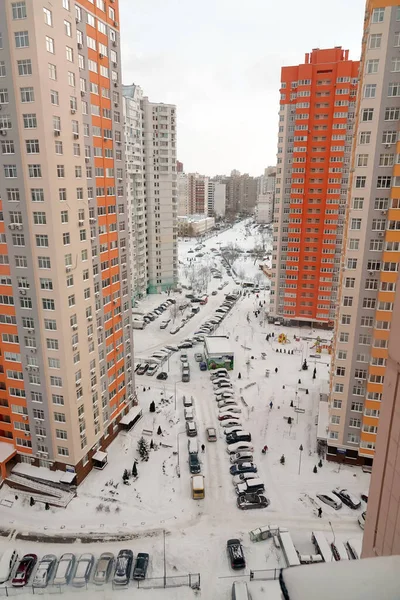 Киев Україна Лютого 2021 Новий Квартал Висотними Будівлями — стокове фото