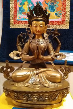 Kiev, Ukraine September 26, 2015: Exhibition of statues of the gods of Tibet and Thailand in Kiev