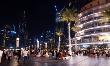 Dubai, UAE February 20, 2020: at night city buildings and avenues of Dubai