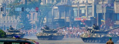 Kyiv, Ukrayna 24 Ağustos 2021: Tank 