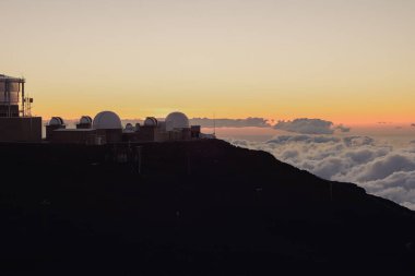 Maui, Hawaii 'deki Haleakala yanardağının panoramik üst görüntüsü