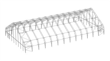 Depo metal yapısı. 3B görüntüleme.
