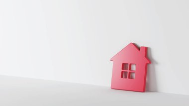 Beyaz arka planda bir ev. Modelleme. 3B görüntüleme.