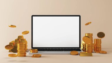 Not defteri altınla çevrili. 3B görüntüleme.