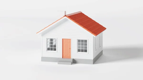 房子的白色背景 3D渲染 — 图库照片