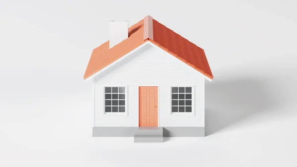 房子的白色背景 3D渲染 图库图片