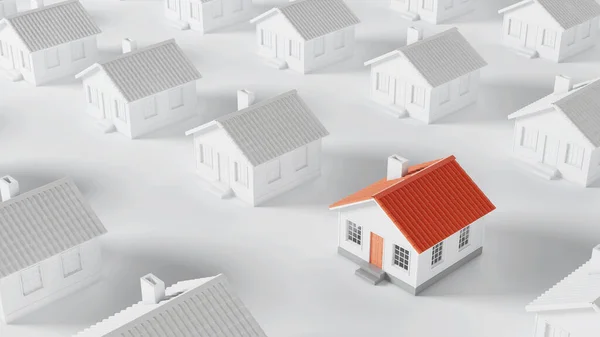在灰色房子的背景下 一座引人注目的五彩斑斓的房子 房地产的独特性 3D渲染 免版税图库图片