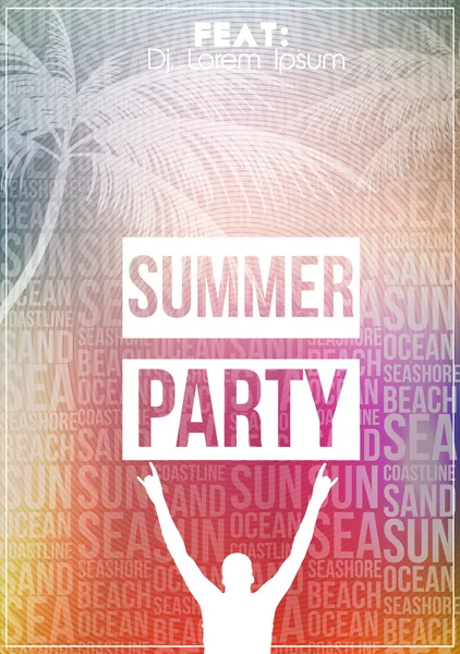 Summer Beach Party Flyer - Vector Design - Stok Vektor