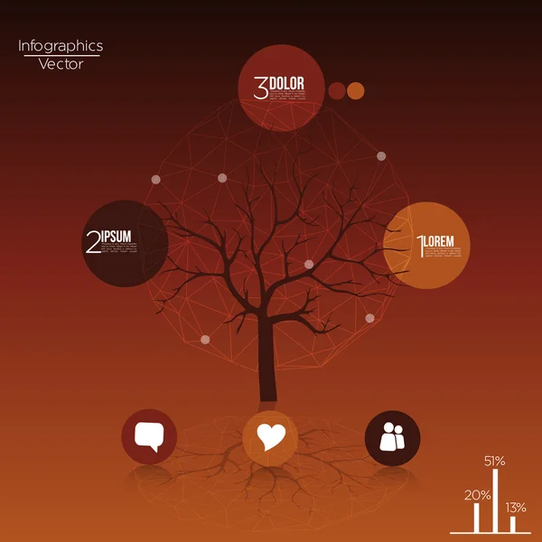 Infographies sur les arbres avec fond abstrait - Illustration vectorielle — Image vectorielle