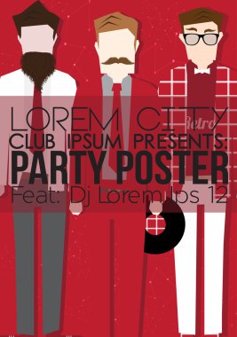 hipster parti tasarım şablonu - vektör çizim