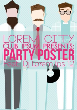 hipster parti tasarım şablonu - vektör çizim