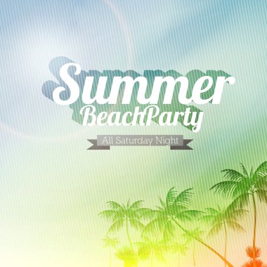 Retro yaz plaj partisi yaz kaligrafi tasarımları - vektör çizim