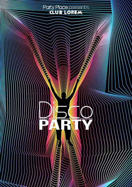 Retro Disco Party Flyer Template - Vector Illustration — Stock Vector
