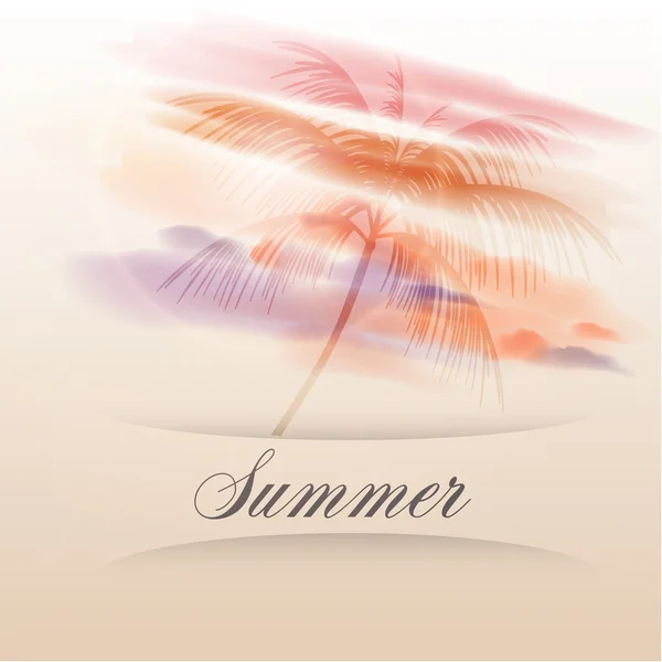 Vintage Beautiful Summer Card with Palm Tree - Vector Illustration — Stock Vector