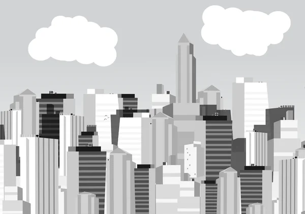 Cidade verde em preto e branco fundo - Ilustração vetorial — Vetor de Stock