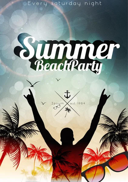Summer Beach Party Flyer Template - Vector Illustration — Stock Vector