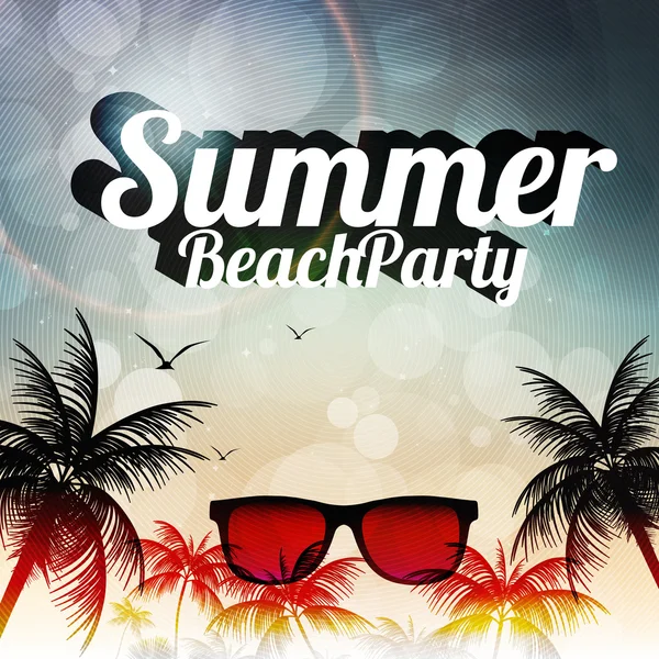 Summer Beach Party Flyer Template - Vector Illustration — Stock Vector