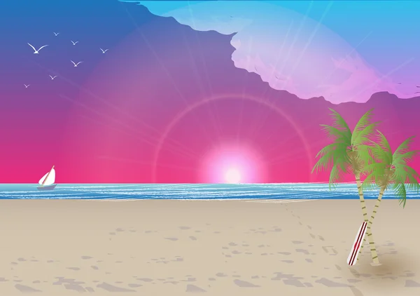 Retro stil sommaren beach bakgrund - vektor illustration — Stock vektor