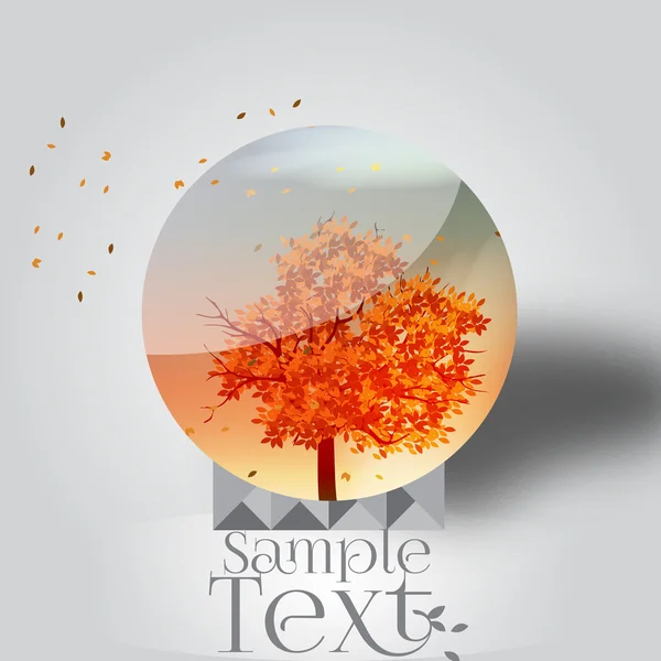 Autumn Tree in Crystal Ball - Vector Illustration — Stock Vector