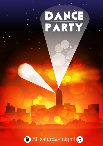 Nacht stadsgezicht met menigte partij poster achtergrond template - vectorillustratie — Stockvector
