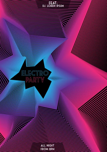 Electronic neon parti afiş arka plan şablonu - vektör çizim