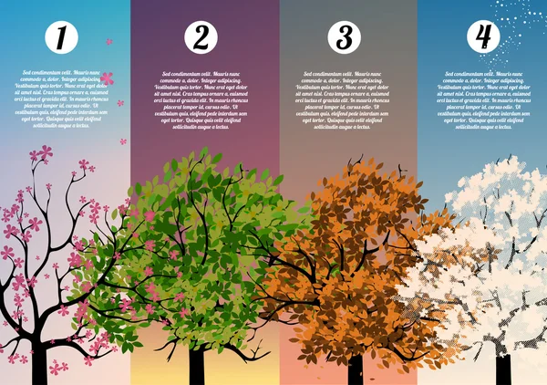 afiş soyut ağaçlar Infographic - vektör çizim ile dört mevsim