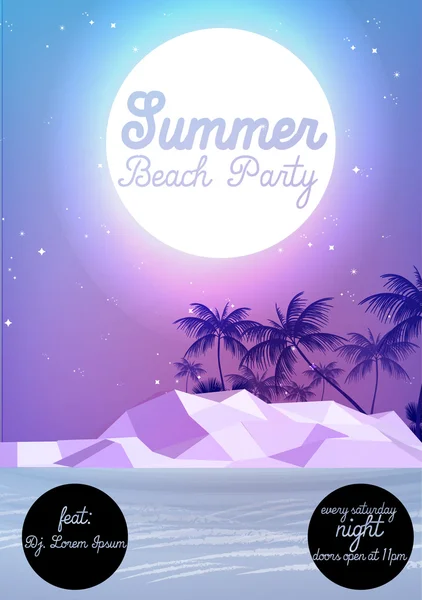 Summer Beach Party Flyer Template - Vector Illustration — Stock Vector