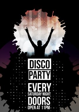 disko parti afiş arka plan şablonu - vektör çizim