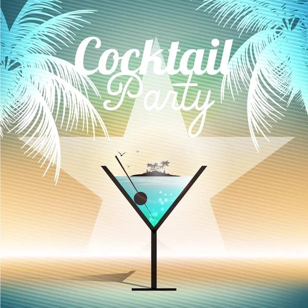 Cocktailparty Einladungsplakat - Vektorillustration — Stockvektor