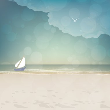 retro tarzı yaz plaj arka plan - vektör çizim